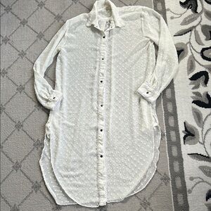 POL White Textured Beach Swim Cover Up